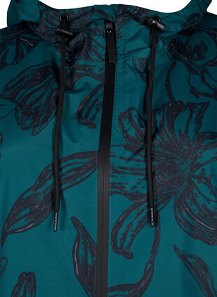 Zizzifashion Rain jacket with print, Deep Teal Black, Packshot image number 2