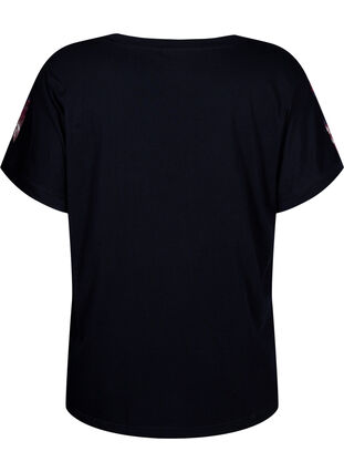 Zizzifashion Loose t-shirt with floral print, Black Purple Fl. AOP, Packshot image number 1