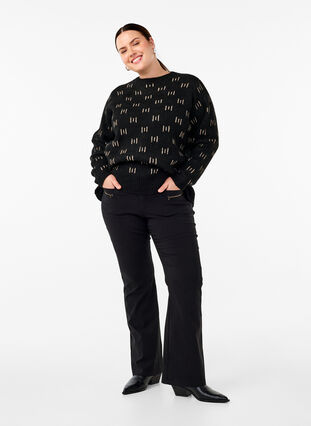 Zizzifashion Patterned pullover, Black Mel. Nomad, Model image number 2