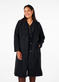 Long wool coat with pockets, Black, Model