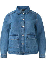 Denim shirt jacket with pockets, Blue Denim, Packshot