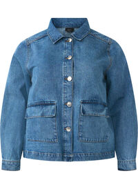 Denim shirt jacket with pockets