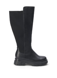 Wide fit - High boot with elastic and zip