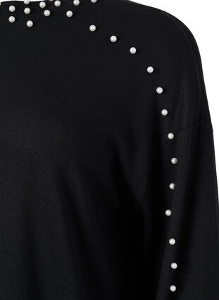 Zizzifashion Long sleeve blouse with beads, Black, Packshot image number 2