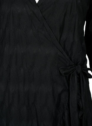 Zizzifashion FLASH - Wrap Dress with 3/4 Sleeves, Black, Packshot image number 2