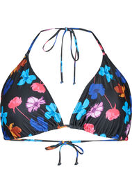 Triangle bikini bra with print, Black Flower AOP, Packshot