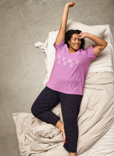 Zizzifashion Cotton pyjamas pants with print, Night Sky Dot, Image image number 0