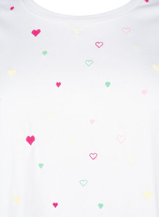 Zizzifashion Organic cotton T-shirt with hearts, White Heart Emb., Packshot image number 2