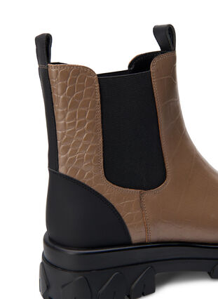 Zizzifashion Wide fit - Croco Chelsea boot in leather, Pine Bark, Packshot image number 3