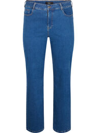 High-waisted Gemma jeans with straight fit, Dark blue, Packshot