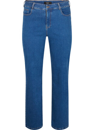 Zizzifashion High-waisted Gemma jeans with straight fit, Dark blue, Packshot image number 0