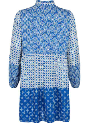 Zizzifashion A-shape dress with patterns and cutlines, Blue AOP, Packshot image number 1