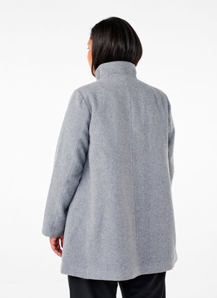 Zizzifashion Short trench coat with an A-line, Light Grey Melange, Model image number 1