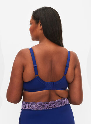 Full cover bra with underwire and lace - Purple - Sz. 85E-115H -  Zizzifashion
