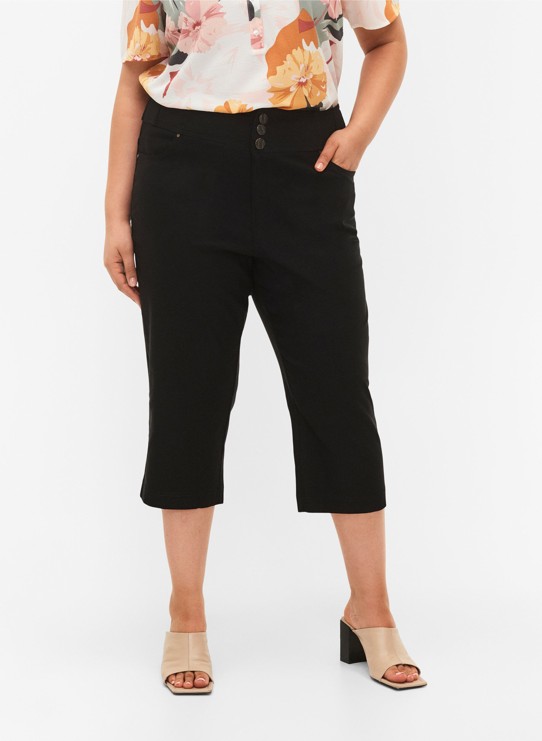 Lieve Van Gorp black capri trousers with open zipped sides and leather ties  - V A N II T A S