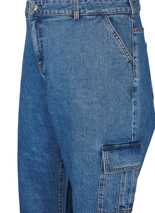 Zizzifashion Cargo jeans with high waist, Blue Denim, Packshot image number 2