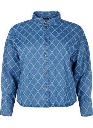 Zizzifashion Denim shirt with destroy pattern, Blue Denim, Packshot image number 0