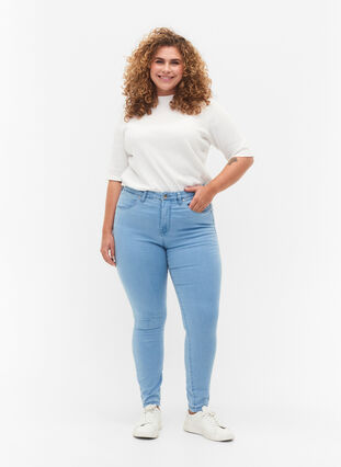 Zizzifashion Super slim Amy jeans with high waist, Ex Lt Blue, Model image number 0
