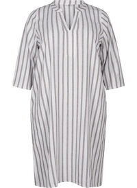 Striped tunic dress in linen-viscose mix