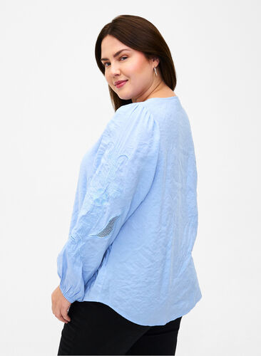 Zizzifashion Blouse with TENCEL™ Modal with embroidery details, Serenity, Model image number 1