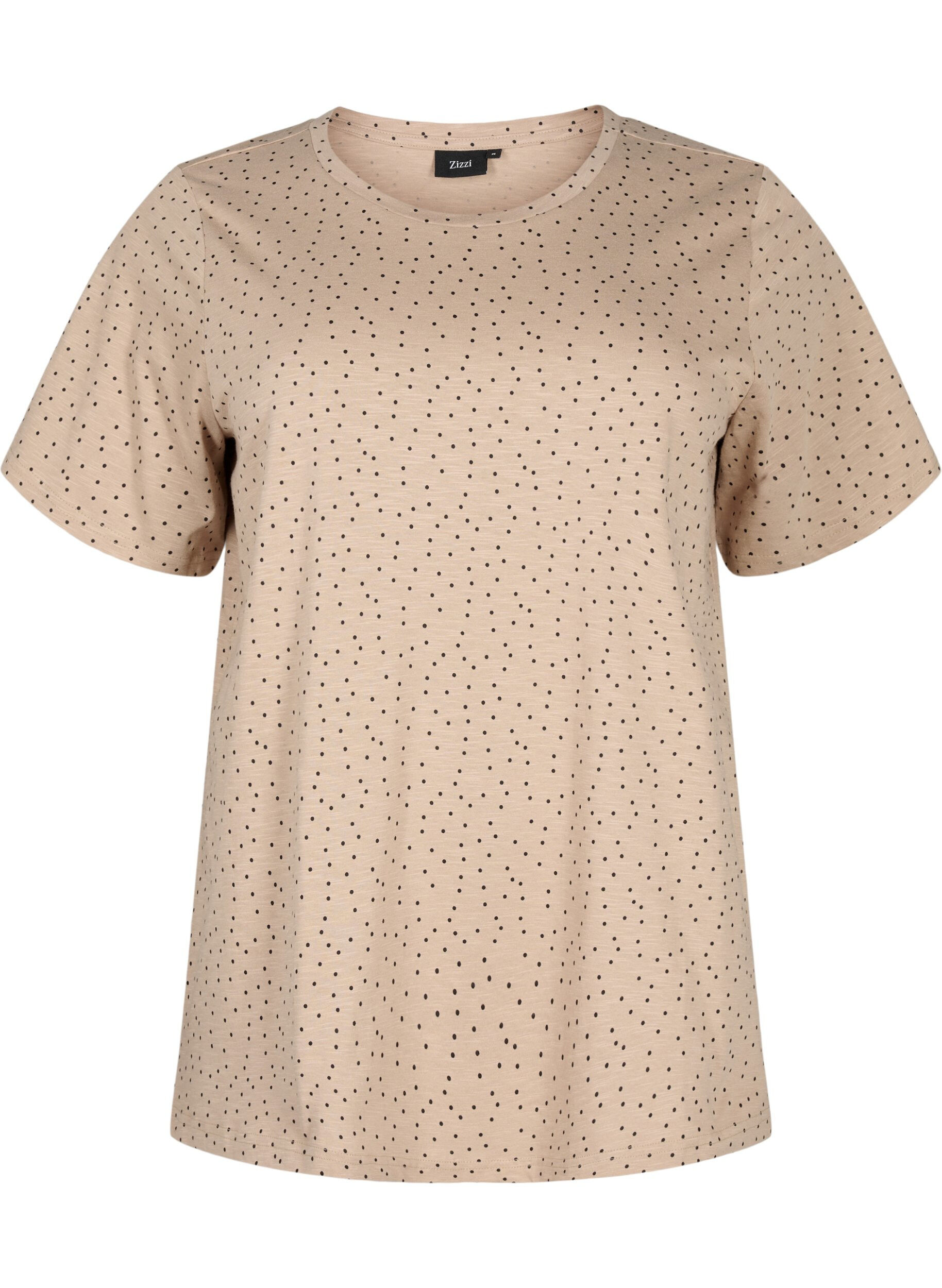 Organic cotton T-shirt with dots - Beige - Sz. 42-60 - Zizzifashion
