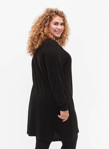 Zizzifashion Knitted dress in cotton-viscose blend, Black Mel., Model image number 1