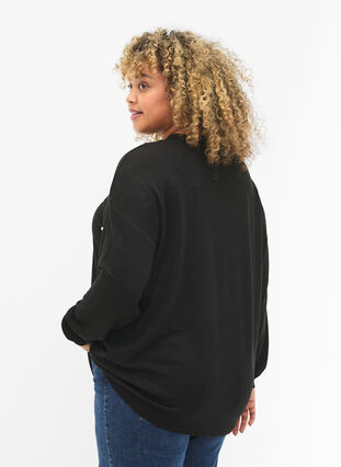 Zizzifashion Long sleeve blouse with beads, Black, Model image number 1