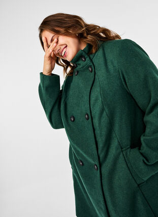 Zizzifashion Short trench coat with an A-line, Trekking Green Mel., Model image number 2