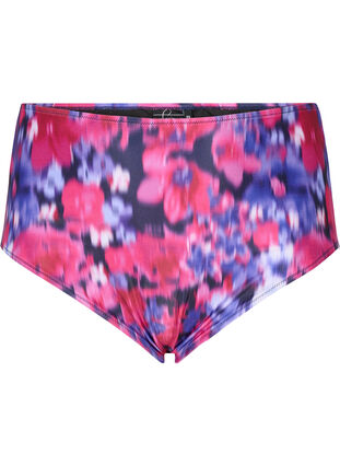 Zizzifashion Bikini bottom with print and high waist, Pink Flower AOP, Packshot image number 0