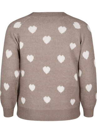 Zizzifashion Knitted jumper with hearts, Walnut Mel. Comb, Packshot image number 1