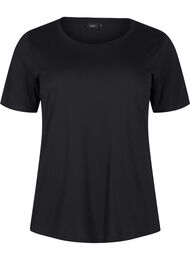 T-shirt in wool and viscose, Black, Packshot