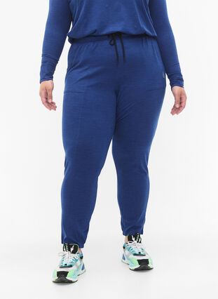 Zizzifashion Training pants with pockets and drawstrings, S. Blue / Black Mel., Model image number 2