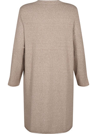 Zizzifashion Knitted dress with a round neck and slit, Desert Taupe Mel., Packshot image number 1