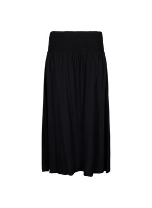 Zizzifashion FLASH - Viscose maxi skirt with smocking, Black, Packshot image number 1