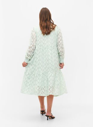 Zizzifashion Lace dress with long sleeves, Pastel Green , Model image number 1