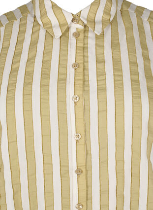 Zizzifashion Loose shirt with stripes, Thyme w. Sand Stripe, Packshot image number 2