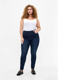 High waist ripped raw edge women's jeans long print best sale