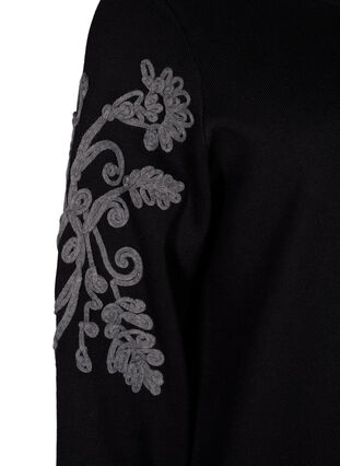 Zizzifashion Knitted dress with embroidery details, Black Medium G. Comb, Packshot image number 3