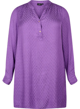 Zizzifashion Viscose tunic with tone-on-tone pattern, Lavender Violet, Packshot image number 0