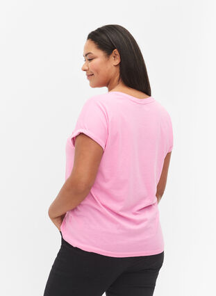 Zizzifashion Short sleeved cotton blend t-shirt, Rosebloom, Model image number 1