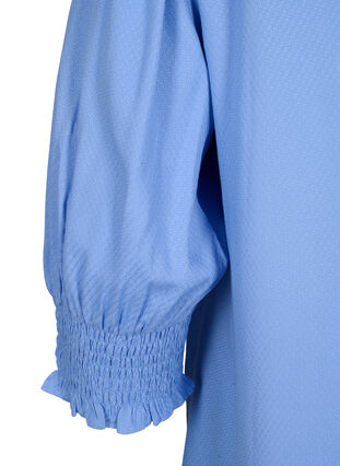 Zizzifashion Viscose blouse with smock and ruffle detail, Cornflower Blue, Packshot image number 3