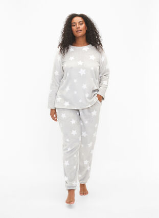 Zizzifashion Long-sleeved blouse with stars, Grey Star, Model image number 2