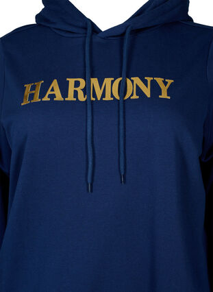 Zizzifashion Sweatshirt with hood and print, Medieval Blue, Packshot image number 2
