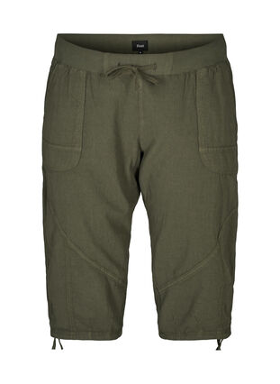 Zizzifashion Cotton Capri trousers , Ivy Green, Packshot image number 0