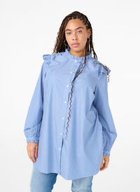 Striped tunic with ruffle details, Princess Blue W. St., Model