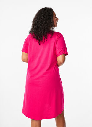 Zizzifashion Cotton t-shirt dress, Bright Rose, Model image number 1
