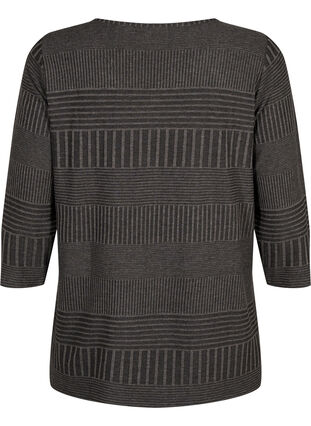 Zizzifashion Blouse with 3/4 sleeves and striped pattern, Dark Grey Melange, Packshot image number 1
