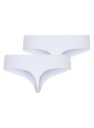 Zizzifashion 2-pack seamless g-string, Bright White, Packshot image number 1