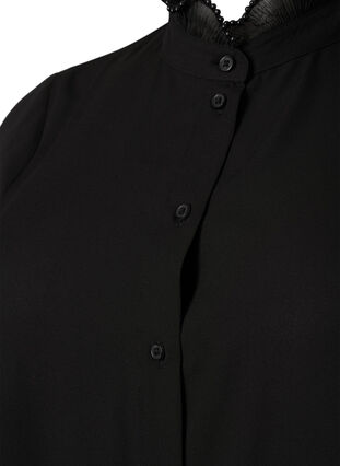 Zizzifashion Shirt blouse with ruffle details, Black, Packshot image number 2