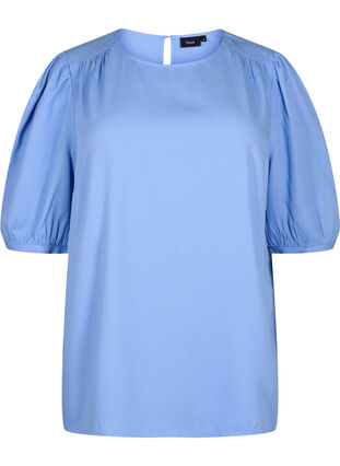 Zizzifashion Viscose blouse with 1/2 sleeves, Cornflower Blue, Packshot image number 0